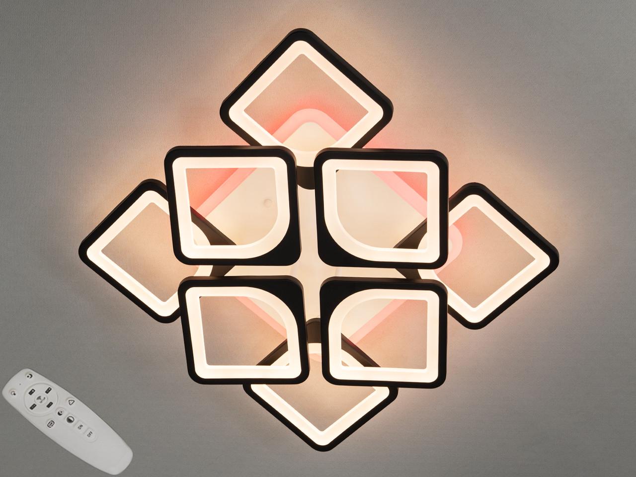 Люстра потолочная EcoLed LED с димером и цветной подсветкой 130W S8060/4+4BK 3col dim Черный Люстра потолочная EcoLed LED с димером и цветной подсветкой 130W S8060/4+4BK 3col dim Черный