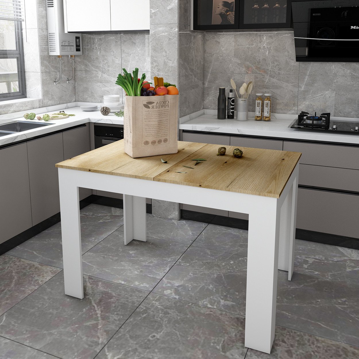 Стол Doros Флинт 120/170х80х78 см Белый/Дуб Артизан (41510130) - фото 2 Стол Doros Флинт 120/170х80х78 см Белый/Дуб Артизан (41510130) - фото 2