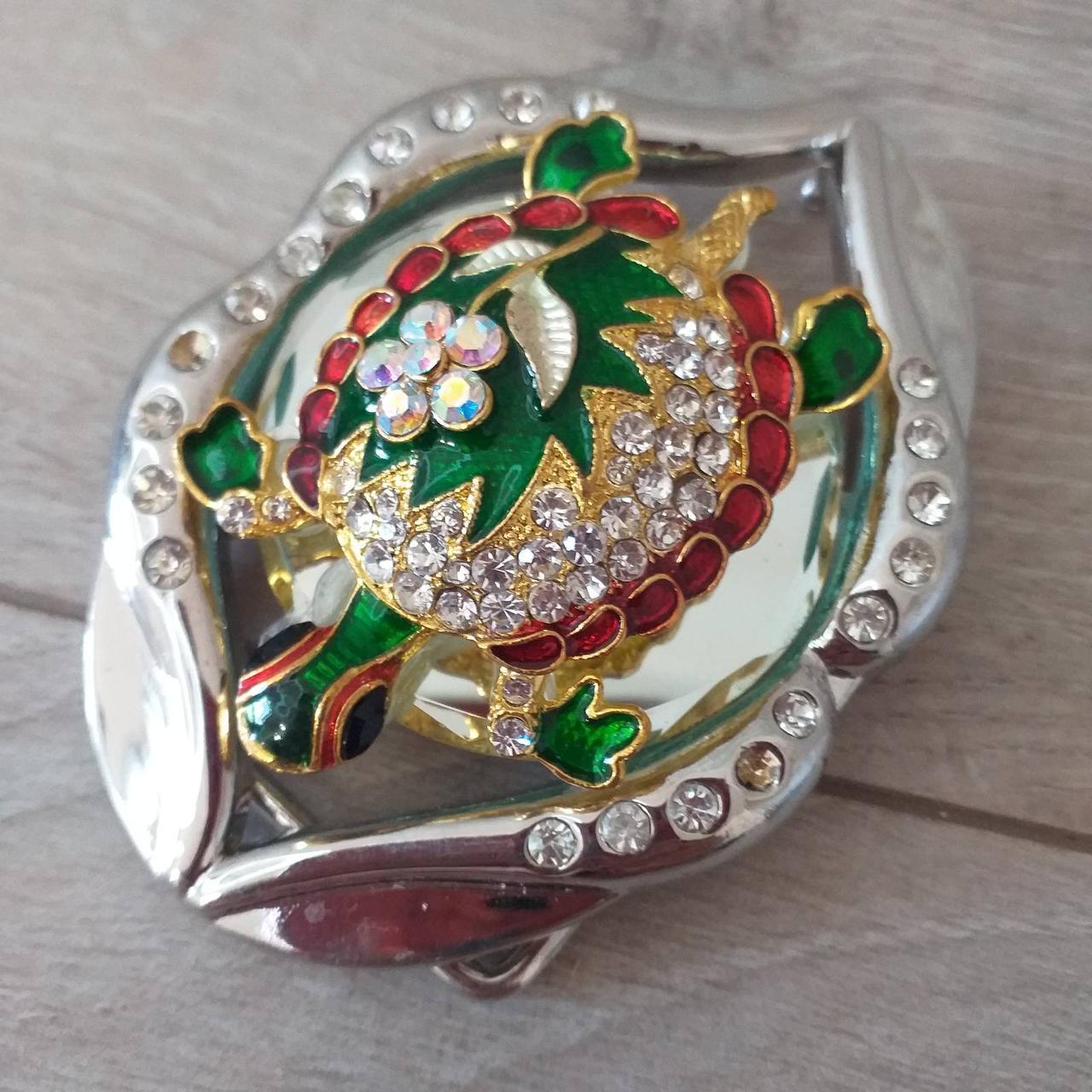 Пряжка фігурна дзеркальна з черепахою для ременів завширшки до 40 мм Сріблястий (KG-9951)