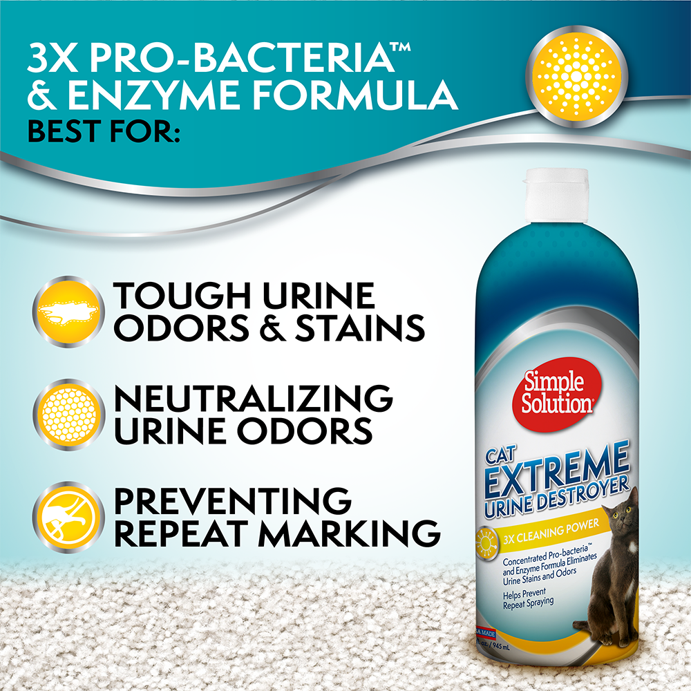 Средство Simple Solution Cat Extreme Urine Destroyer для удаление пятен и нейтрализации запаха мочи кошек 945 мл (ss13431) - фото 5