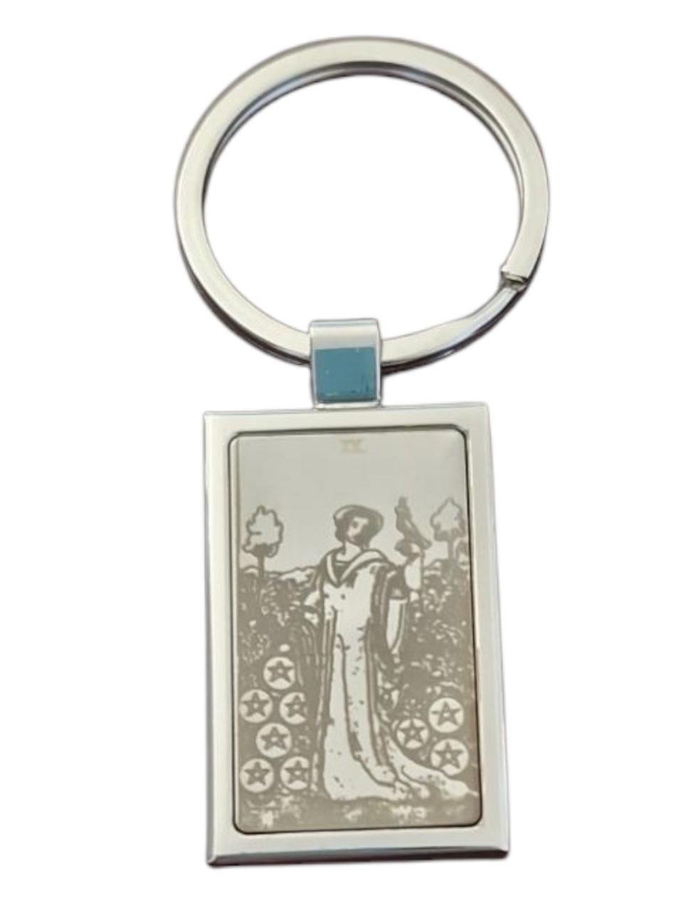 Брелок металлический для ключей с картой Таро 9 пенталов 80 мм двусторонний Брелок металлический для ключей с картой Таро 9 пенталов 80 мм двусторонний