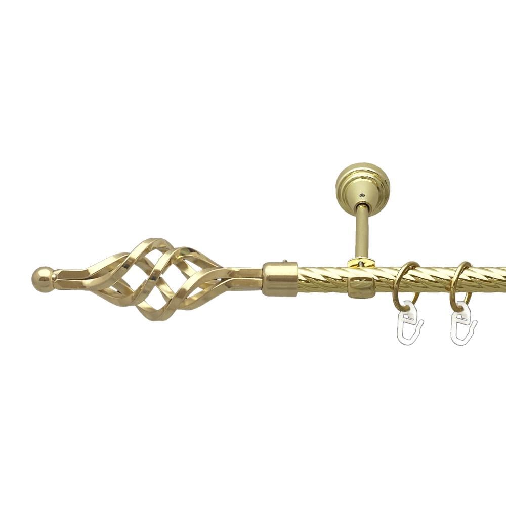 Карниз Orvit Ажур Мала металевий однорядний відкритий скручена труба кільце металеве 16 мм 300 см Золото (00-00024743)