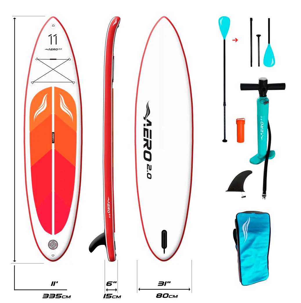 Дошка SUP AERO Board 2.0 надувна 335х15х80 см 11' Red orange - фото 2