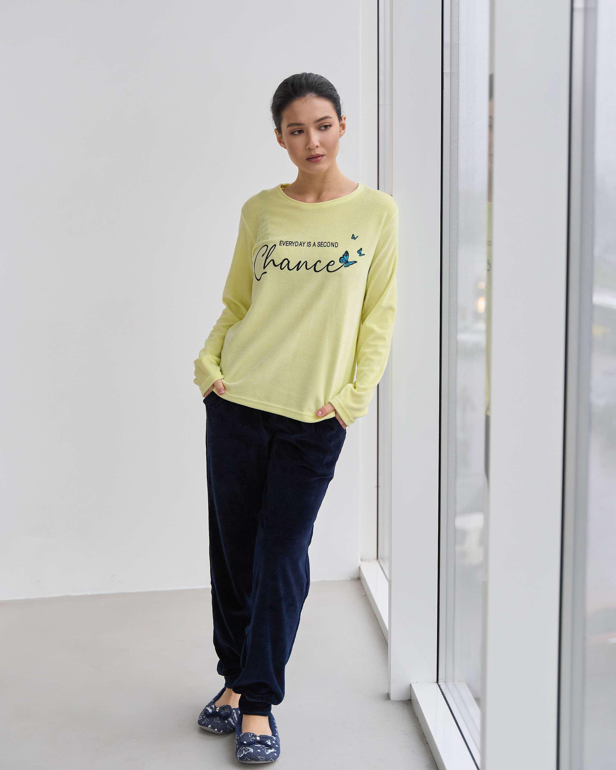 Костюм женский с брюками Chance велюр L Желтый (87117)