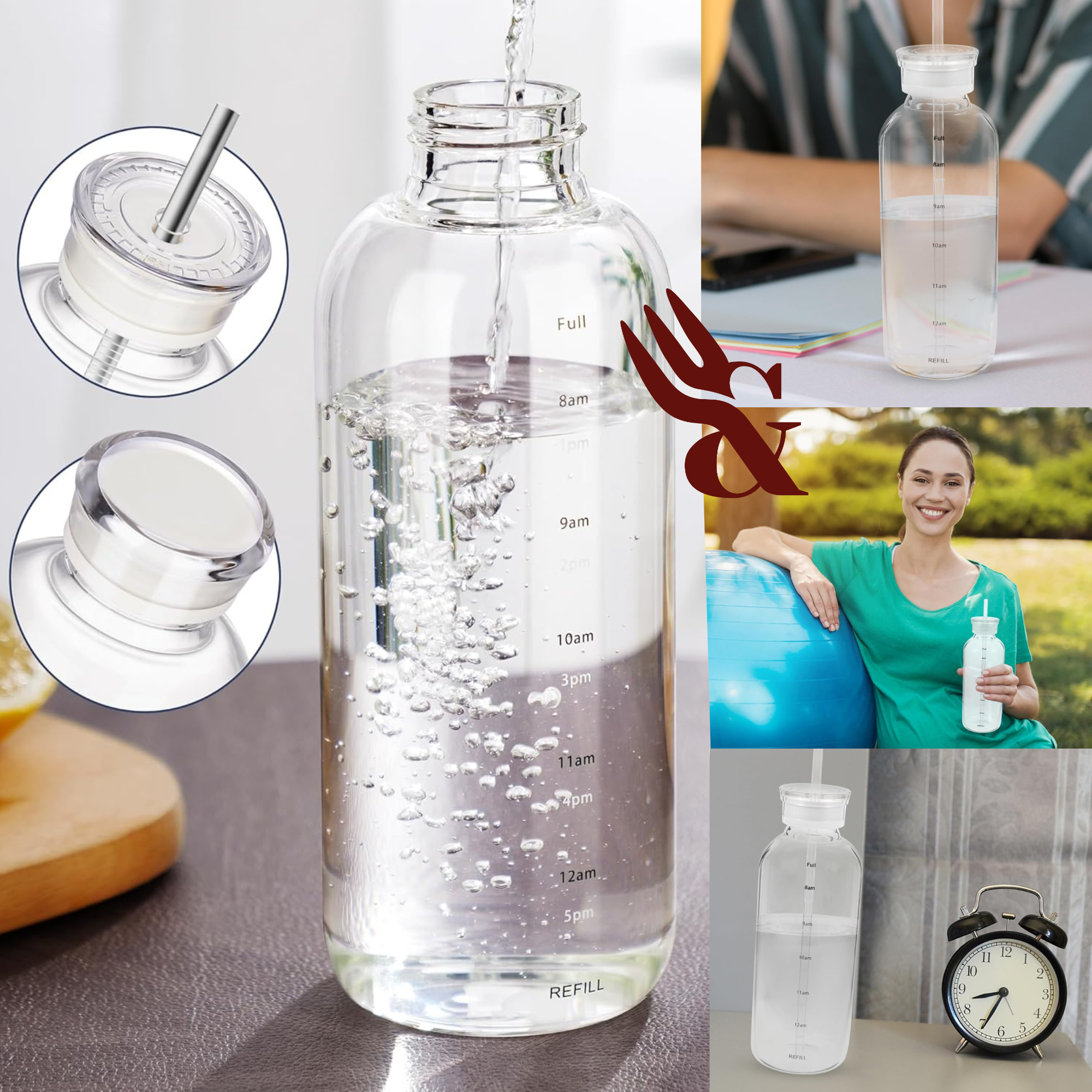 Бутылка с соломинкой и двумя крышками 750 мл (24284495) - фото 8