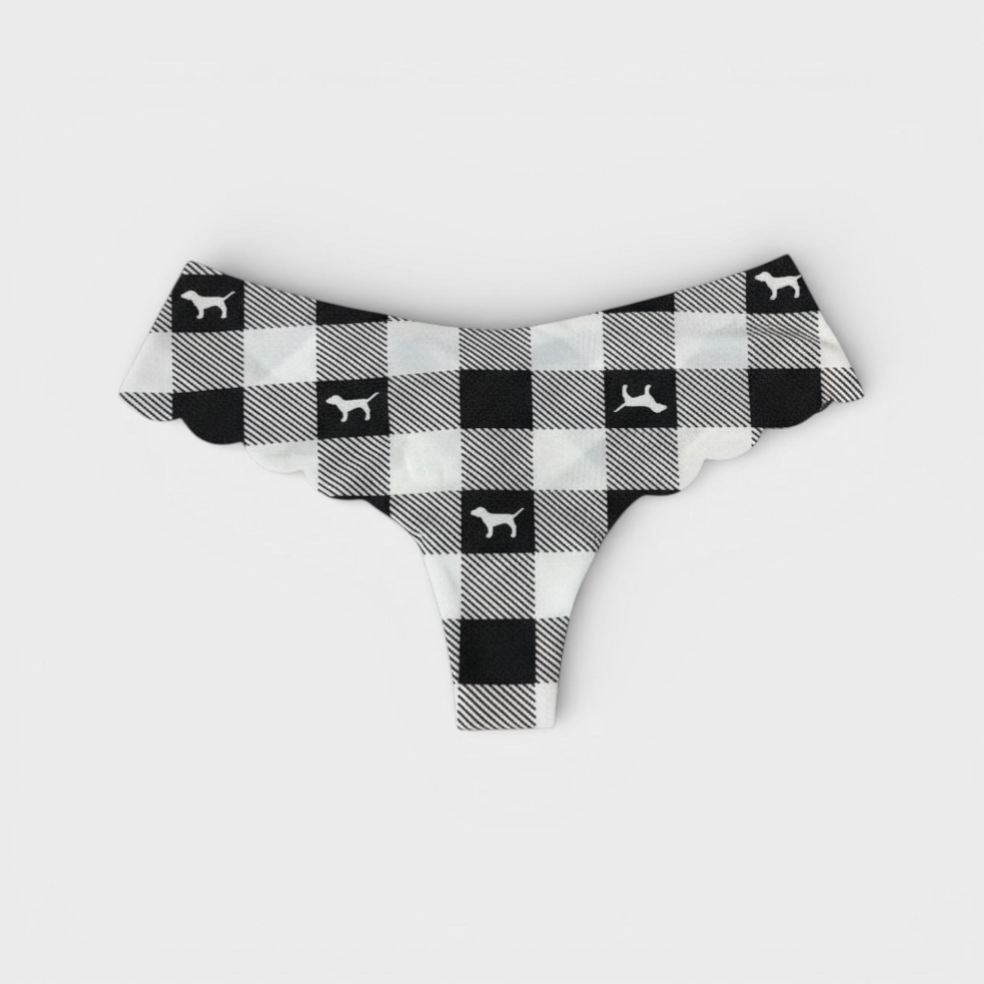 Трусики стринги Victoria's Secret No-Show Lace Thong Panty XS Черный (24334534)