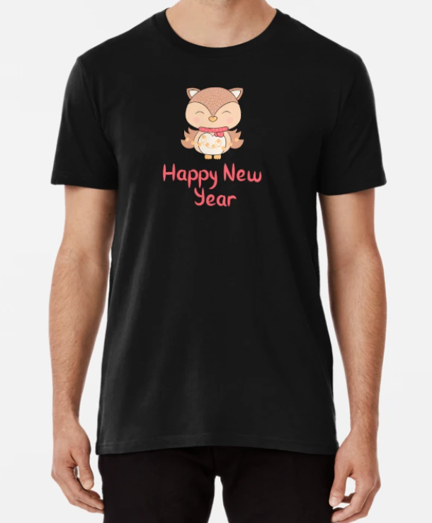 Футболка мужская новогодняя Stedman с принтом Happy New Year Лисичка Новый Год XL Черный (НГ7-4)