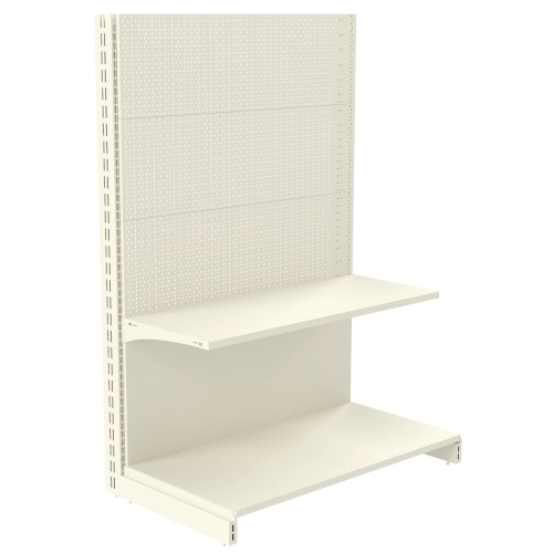 Стеллаж перфорированный металлический 1473х1250х500 мм на 2 полки Кремово-белый (03-1250-6) Стеллаж перфорированный металлический 1473х1250х500 мм на 2 полки Кремово-белый (03-1250-6)