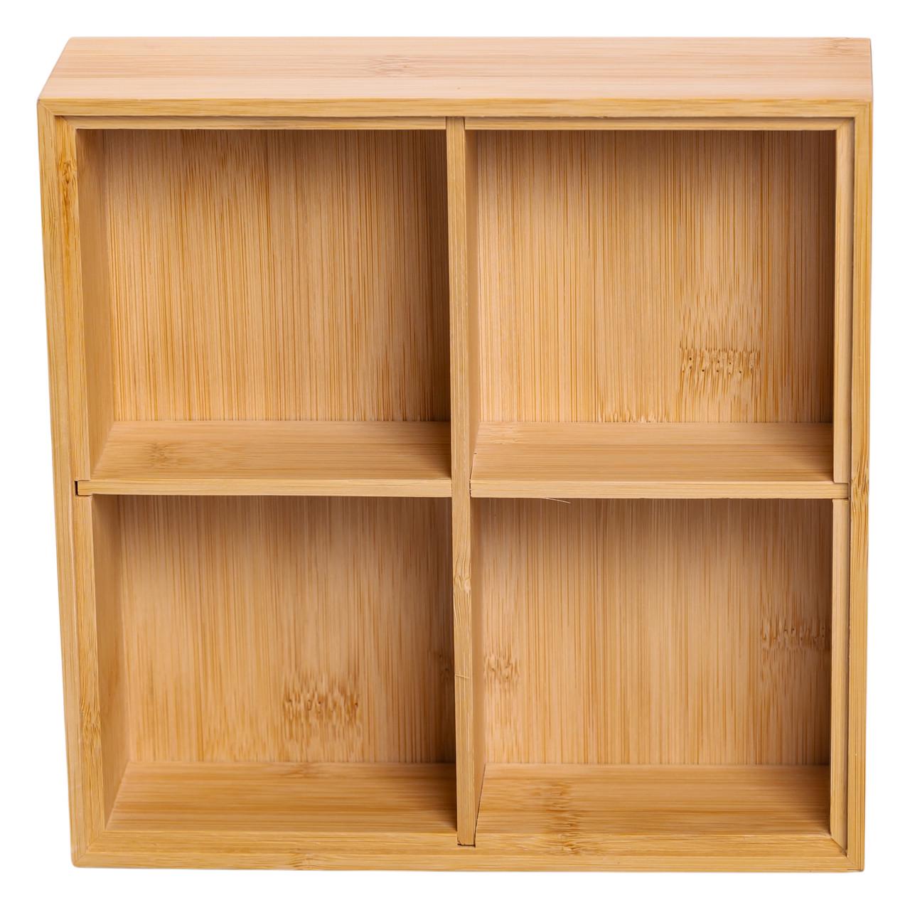 Менажниця дерев'яна на 4 секції з кришкою для закусок 22х22х8 см - фото 5