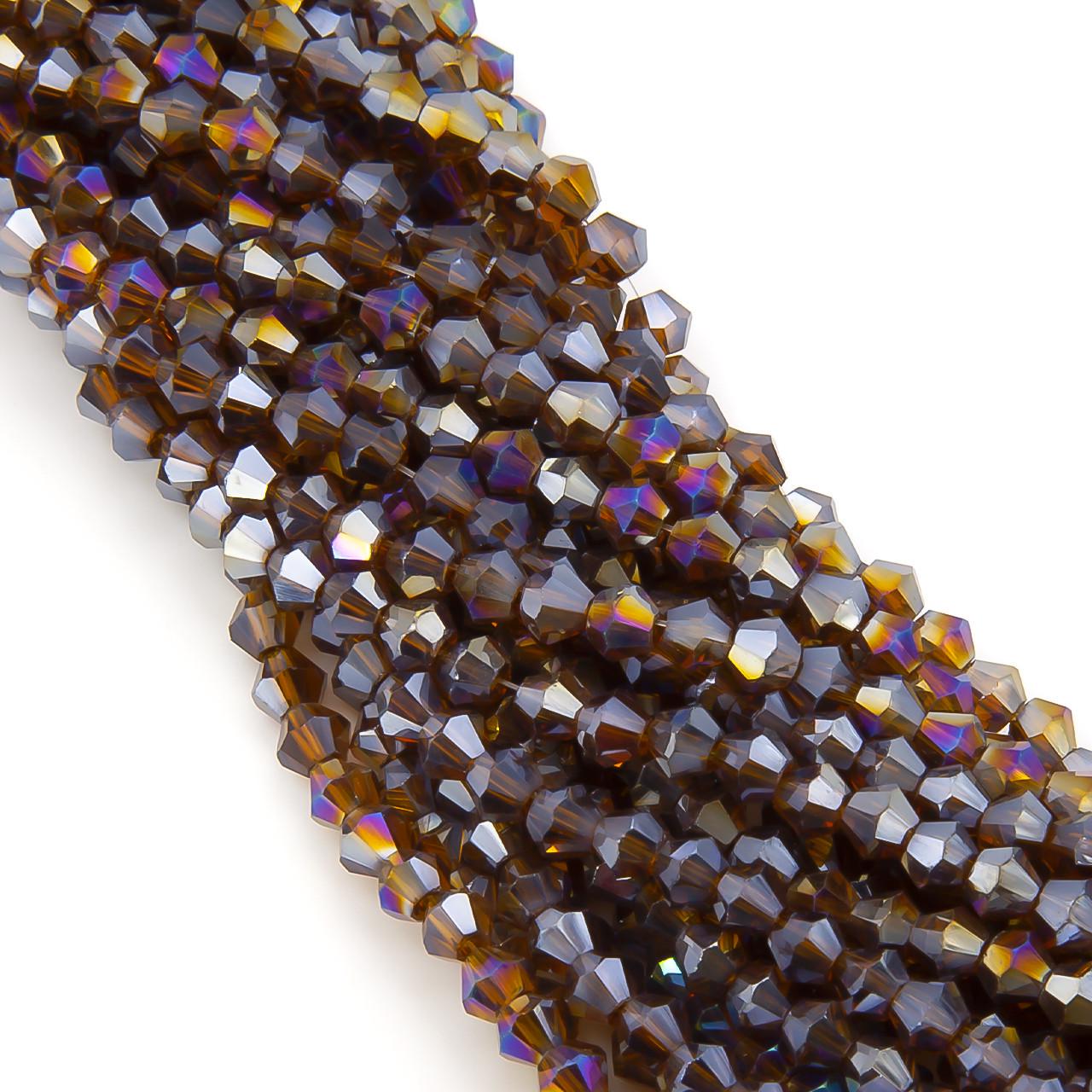 Намистини кришталеві Біконус АВ 6,2х6 мм 46 шт. Коричневий (БІ0006к58)