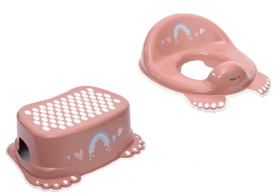 Комплект Tega Baby Метео накладка на унитаз/подставка для ног антискользящая Розовый (ME002006Pink)