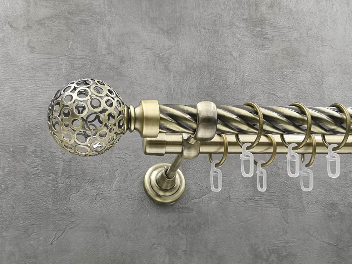 Карниз Quadrum Савона витая штанга двойной открытый 25/19 мм 240 см Антик (262047186)