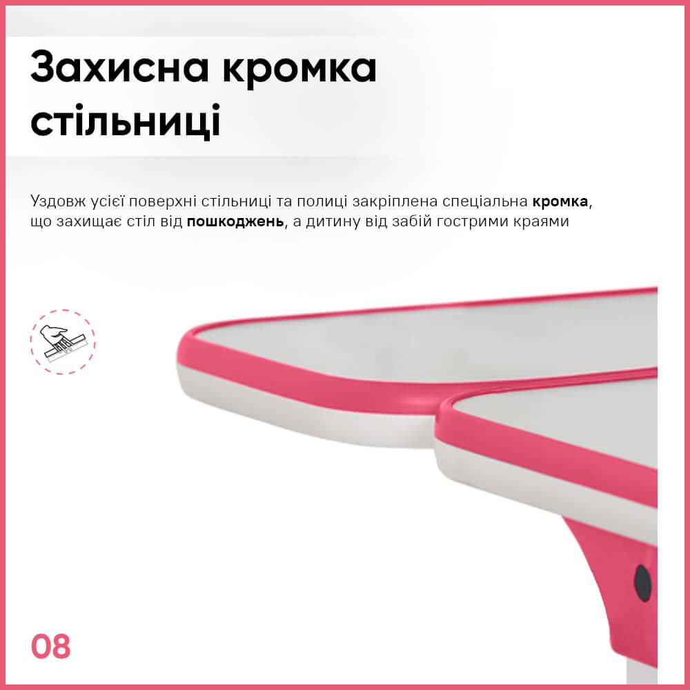 Детская школьная парта Ergokids TH-320 с креслом Y-400 Розовый (TH-320 W/PN + Y-400 PN) - фото 10