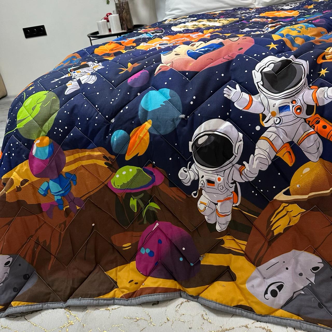 Покрывало-одеяло детское двустороннее Космос 150х210 см Синий (P-DL-4) - фото 10