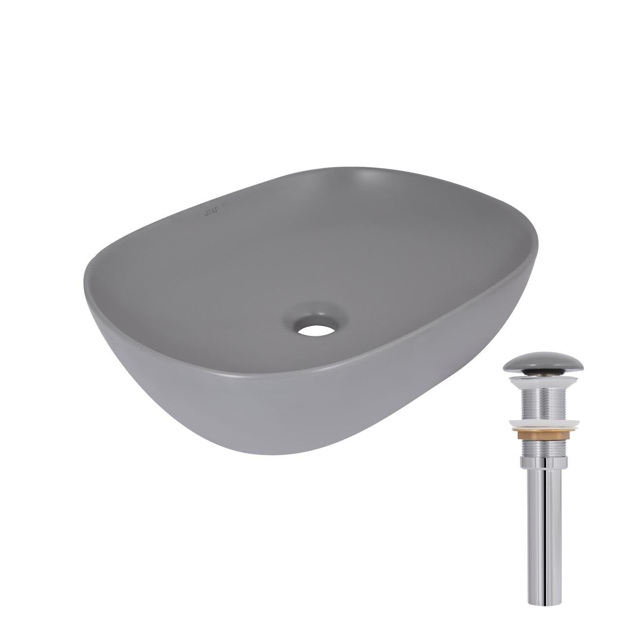 Раковина накладная Qtap Aquarius 470x380x120 мм прямоугольная с донным клапаном Stone grey (QTAQA188SG49780)