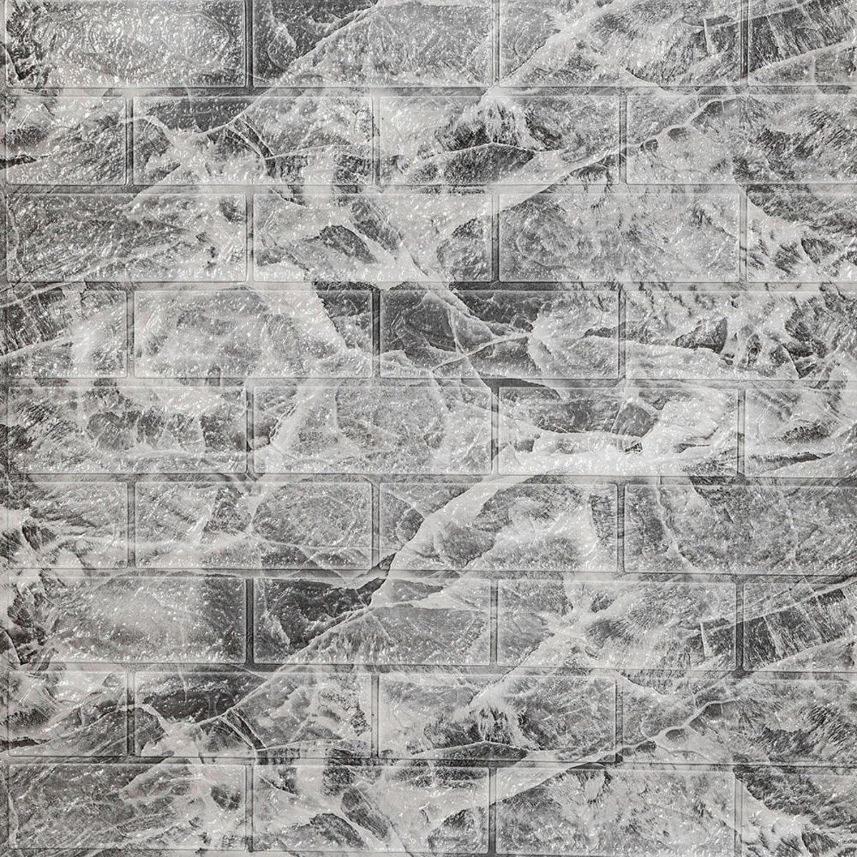 3D-панель декоративная самоклеящаяся под мелкий кирпич 700x770x4 мм Серый мраморный (BMN4-017)