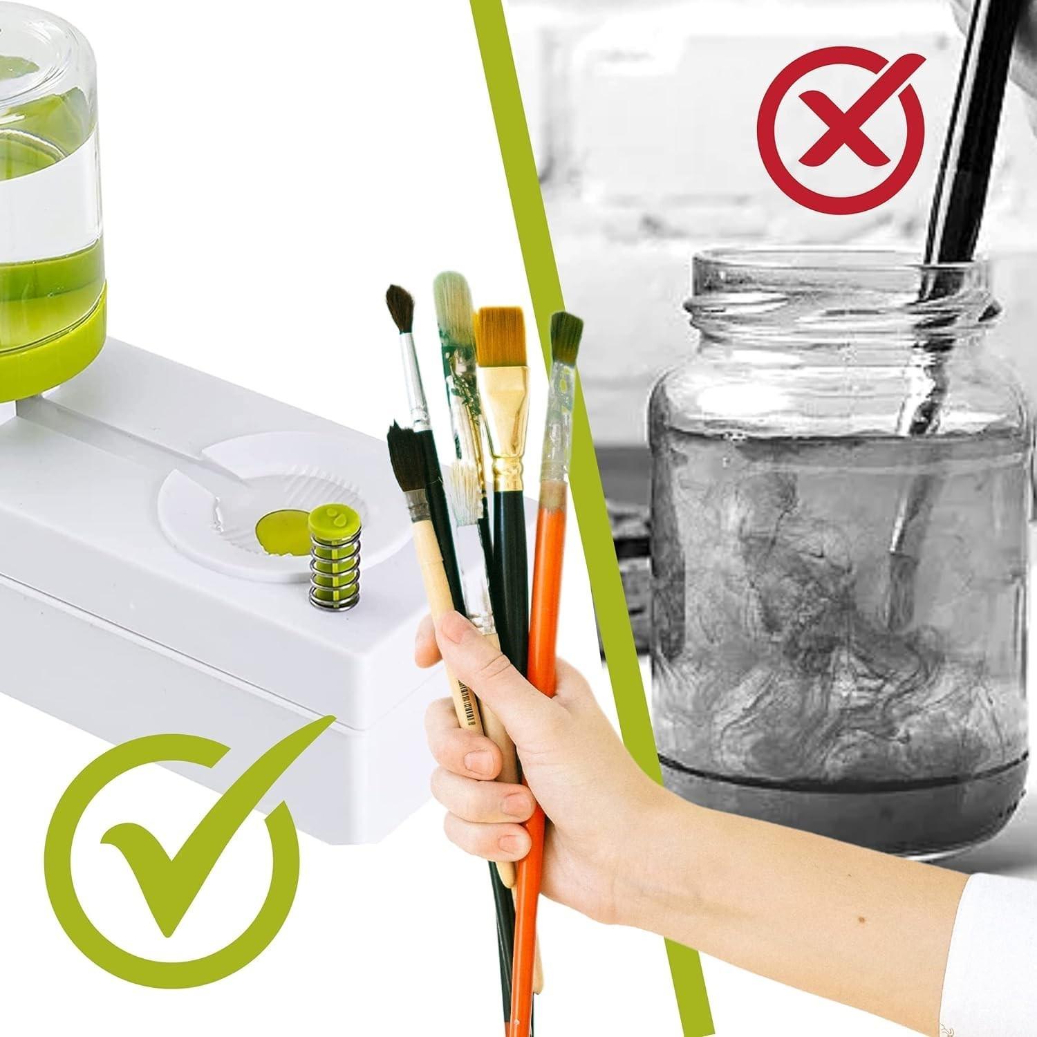 Ополаскиватель кистей для рисования с рециркуляцией и сливом воды Салатовый (74250278) - фото 5 Ополаскиватель кистей для рисования с рециркуляцией и сливом воды Салатовый (74250278) - фото 5