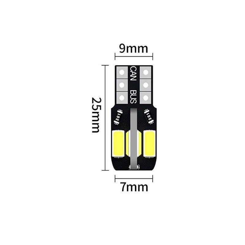 Автомобильные лампы светодиодные T10 W5W Canbus 8SMD 12V 10 шт. Белый (2149939260) - фото 10