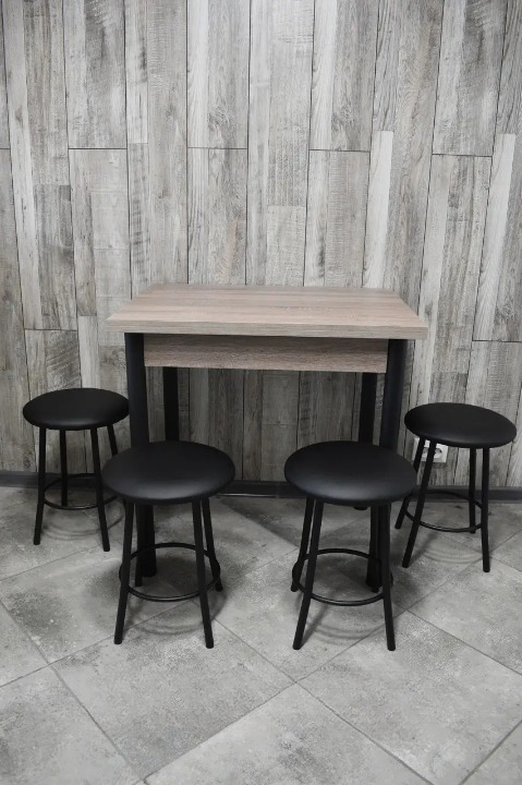 Кухонний комплект Оскар стіл розкладний/табурети 4 шт. в чорному корпусі 60х80/80х120х75 см Трюфель/Чорний (28374265)