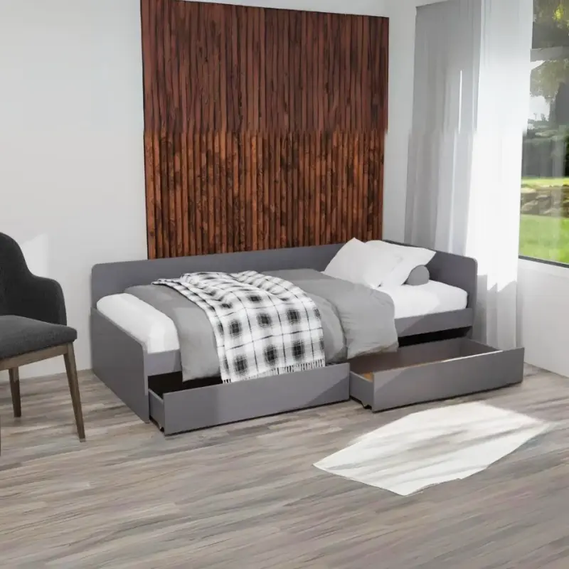 Ліжко односпальне Соната з шухлядами 80х190 см Графіт (26760342)