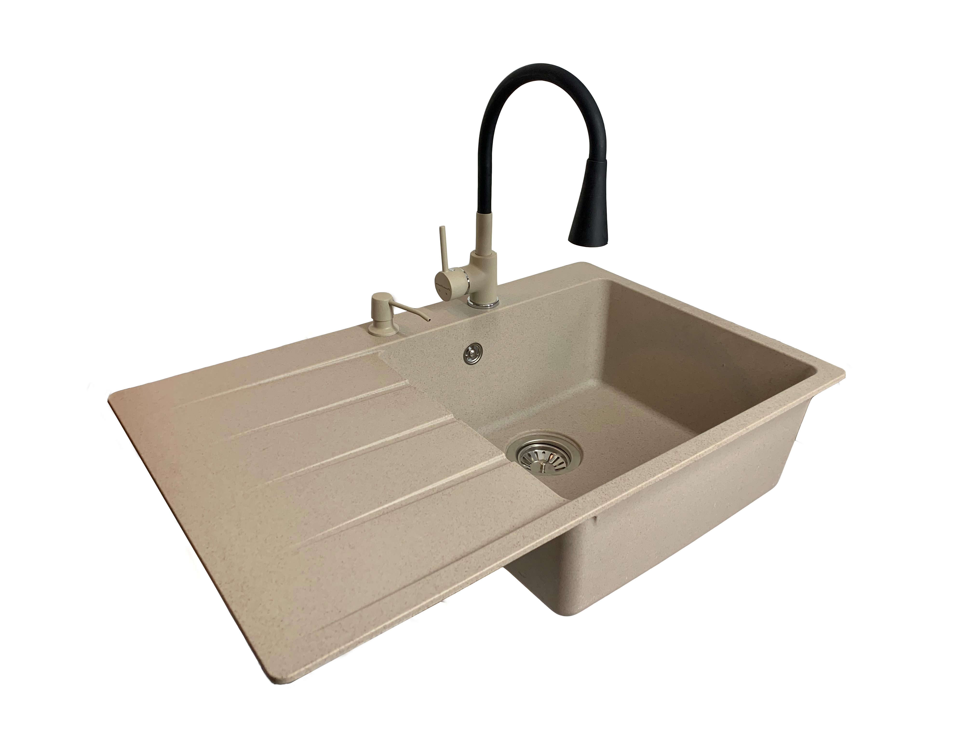 Мойка для кухни VECTOR Forest 78x50 смчаша справа/сифон/дозатор/смеситель Бежевый (a3602335)