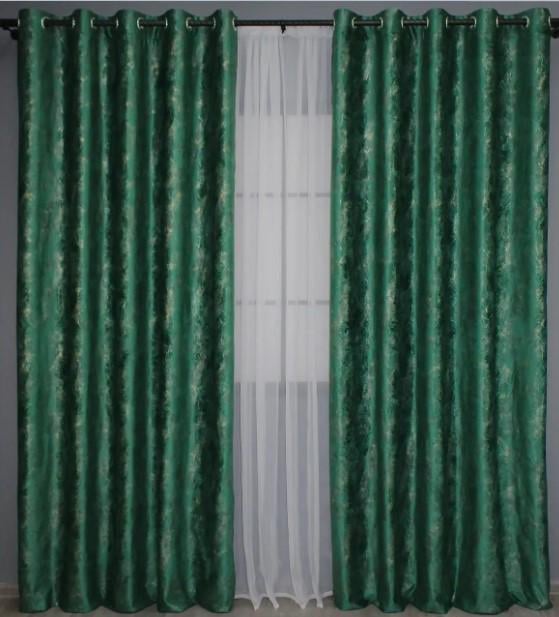 Комплект штор на люверсах из бархата Афина 1,5х2,7 м 2 шт. Зеленый (1311ш)