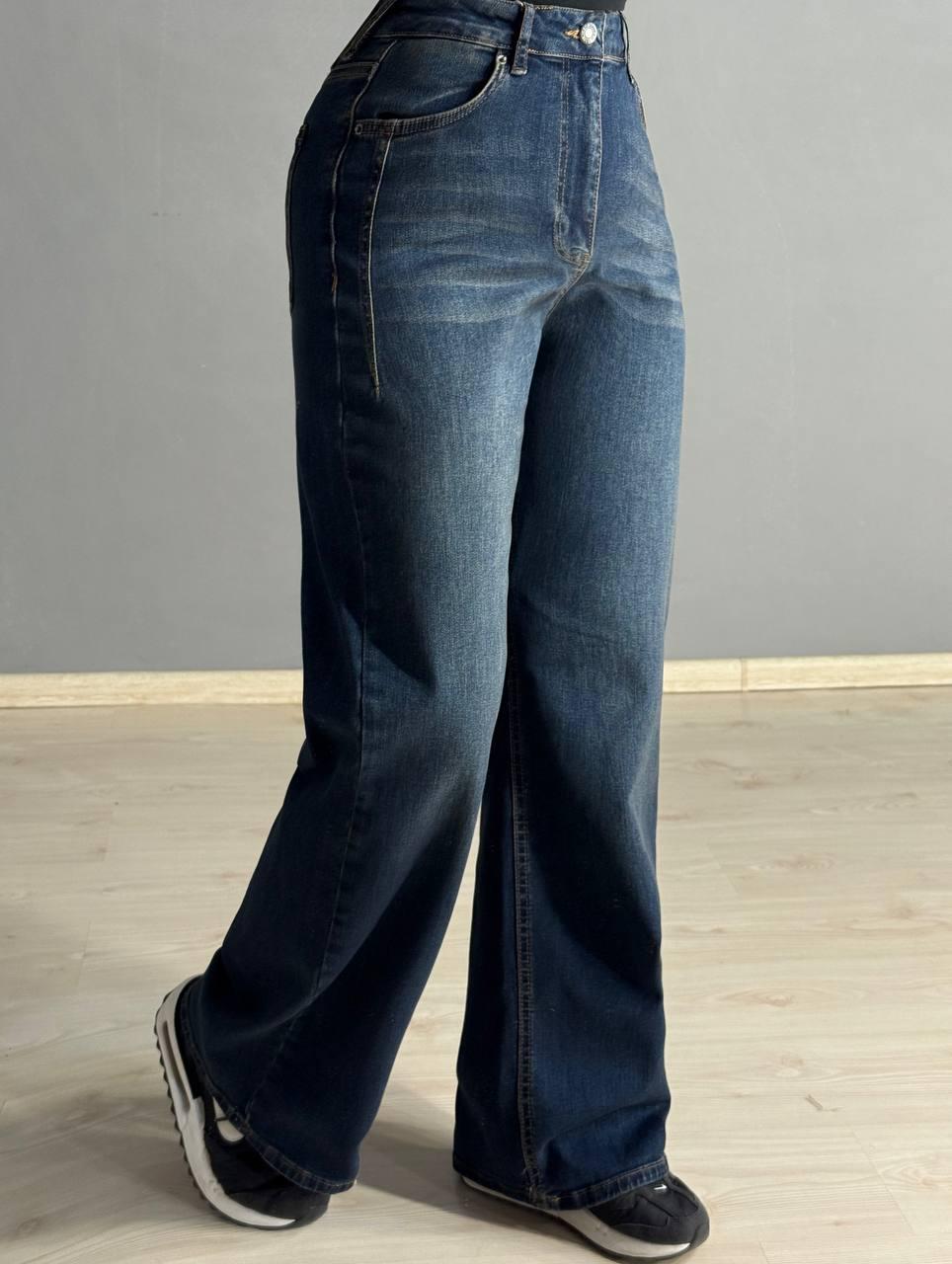 Джинси жіночі ITS Basic 2507-2 палаццо стрейчеві з виточками р. 38 Синій (5205) - фото 4