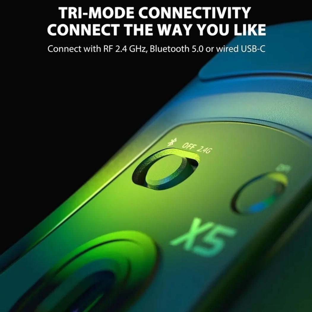 Мышка геймерская аккумуляторная attack shark X5 PixArt PAW3212 Bluetooth/2,4G 4000DPI White (X5-3212W) - фото 5 Мышка геймерская аккумуляторная attack shark X5 PixArt PAW3212 Bluetooth/2,4G 4000DPI White (X5-3212W) - фото 5