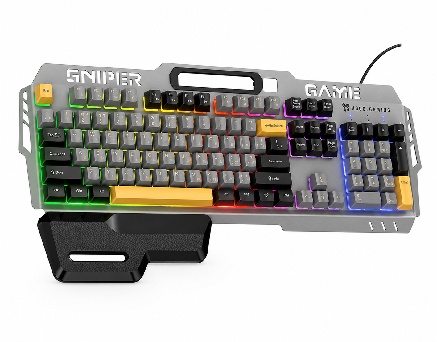 Игровая клавиатура Hoco GM702 с RGB-подсветкой USB 104 клавиши подставка для запястий кириллица