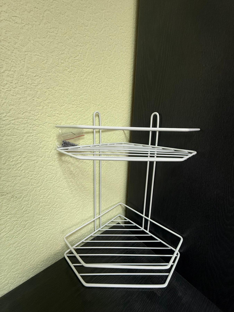 Полка угловая MOBILITY 2-х ярусная для ванной комнаты 32,5х19,5х19,5 см Белый (29293733) - фото 11