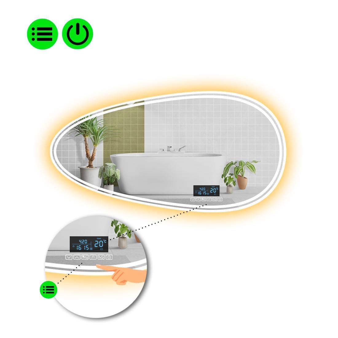 Зеркало с LED подсветкой Occhio 4 со Smart-блоком 140x70 см (8994434)
