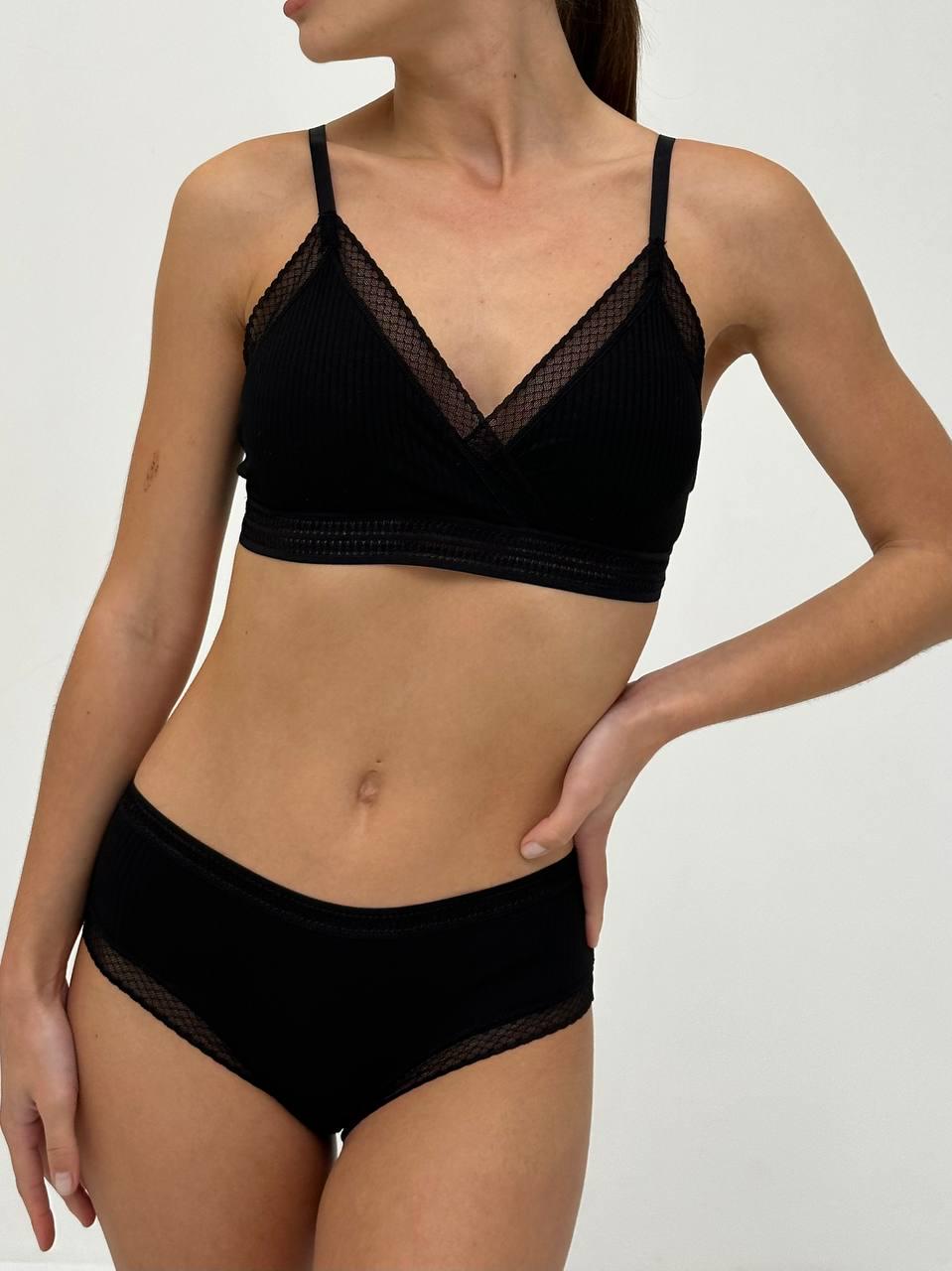 Комплект нижньої білизни бюст і трусики One size Чорний (DO2248) - фото 5