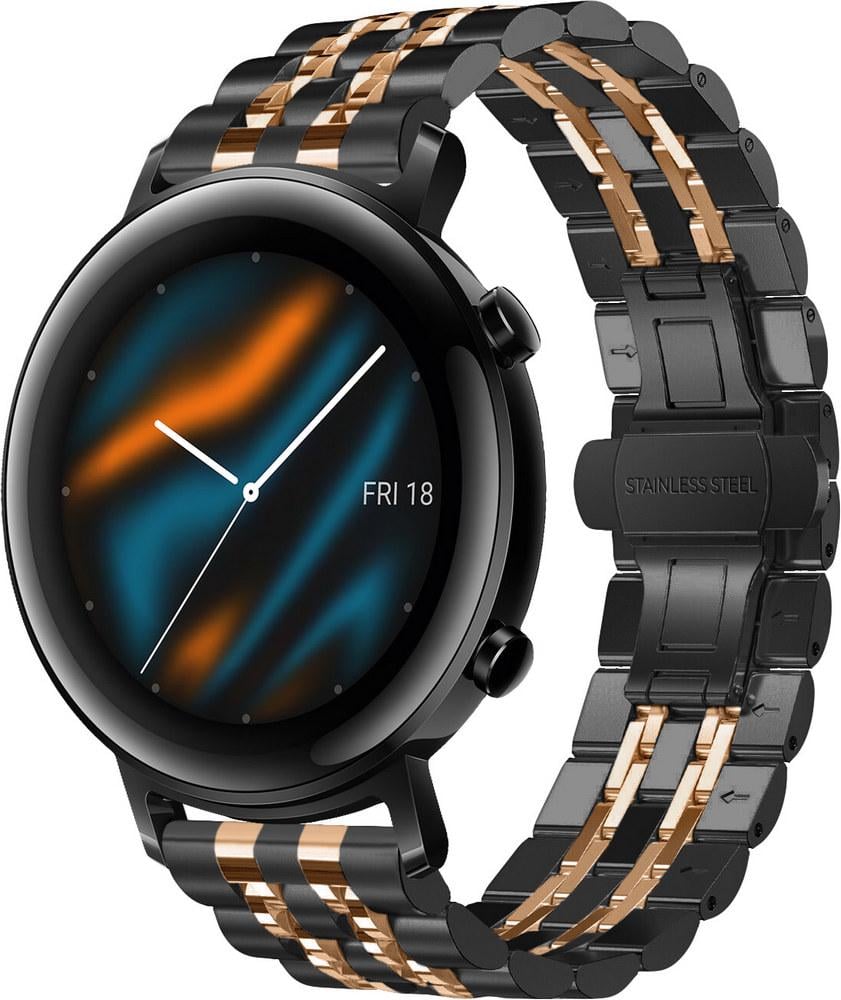 Браслет металлический Spinye Line для Huawei Watch GT 2 42 мм Black Pink (29019-51)