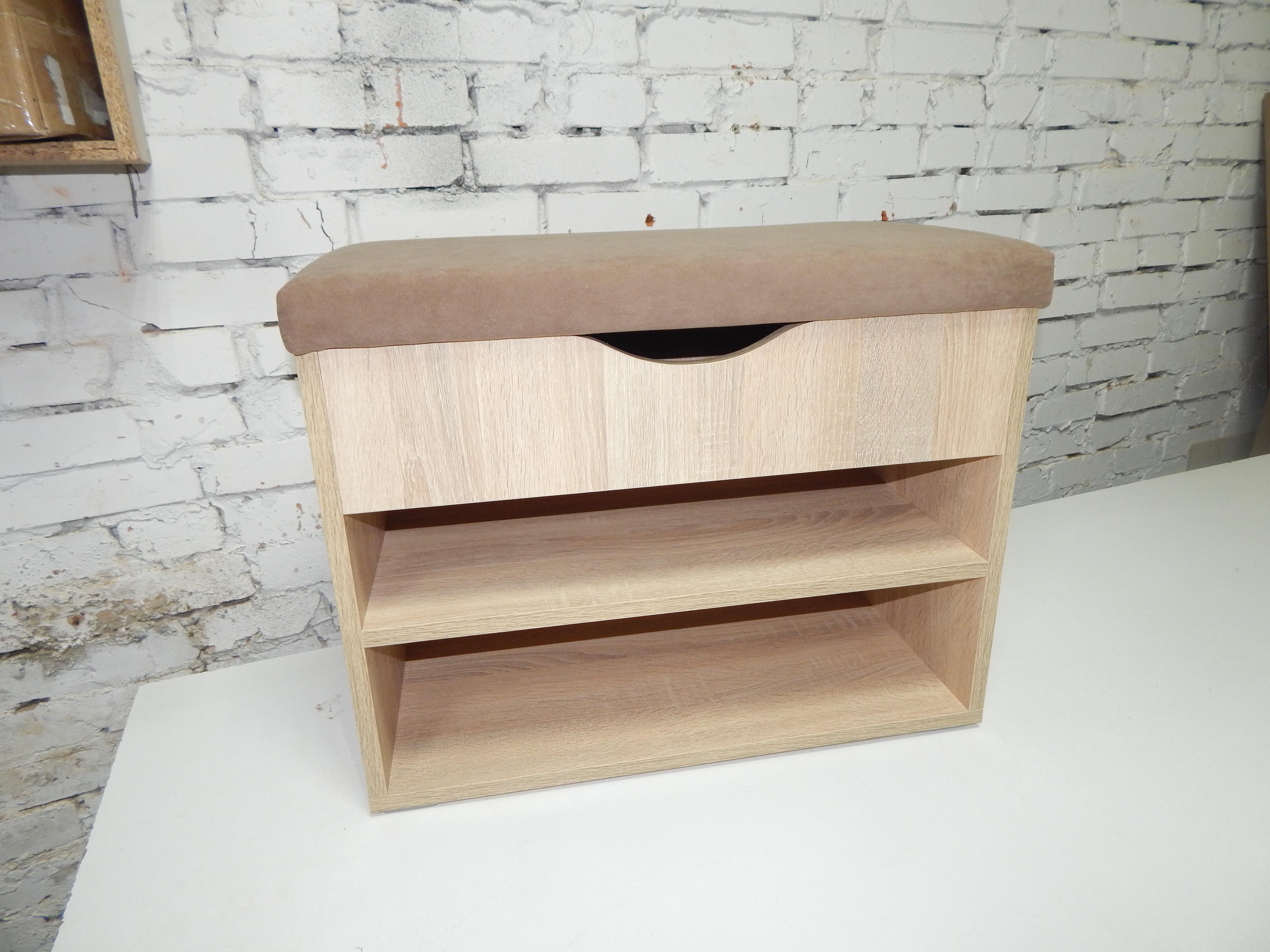 Тумба для обуви ДСП/ткань 30х60х45 см Дубсонома светлый/Какао - фото 1 Тумба для обуви ДСП/ткань 30х60х45 см Дубсонома светлый/Какао - фото 1