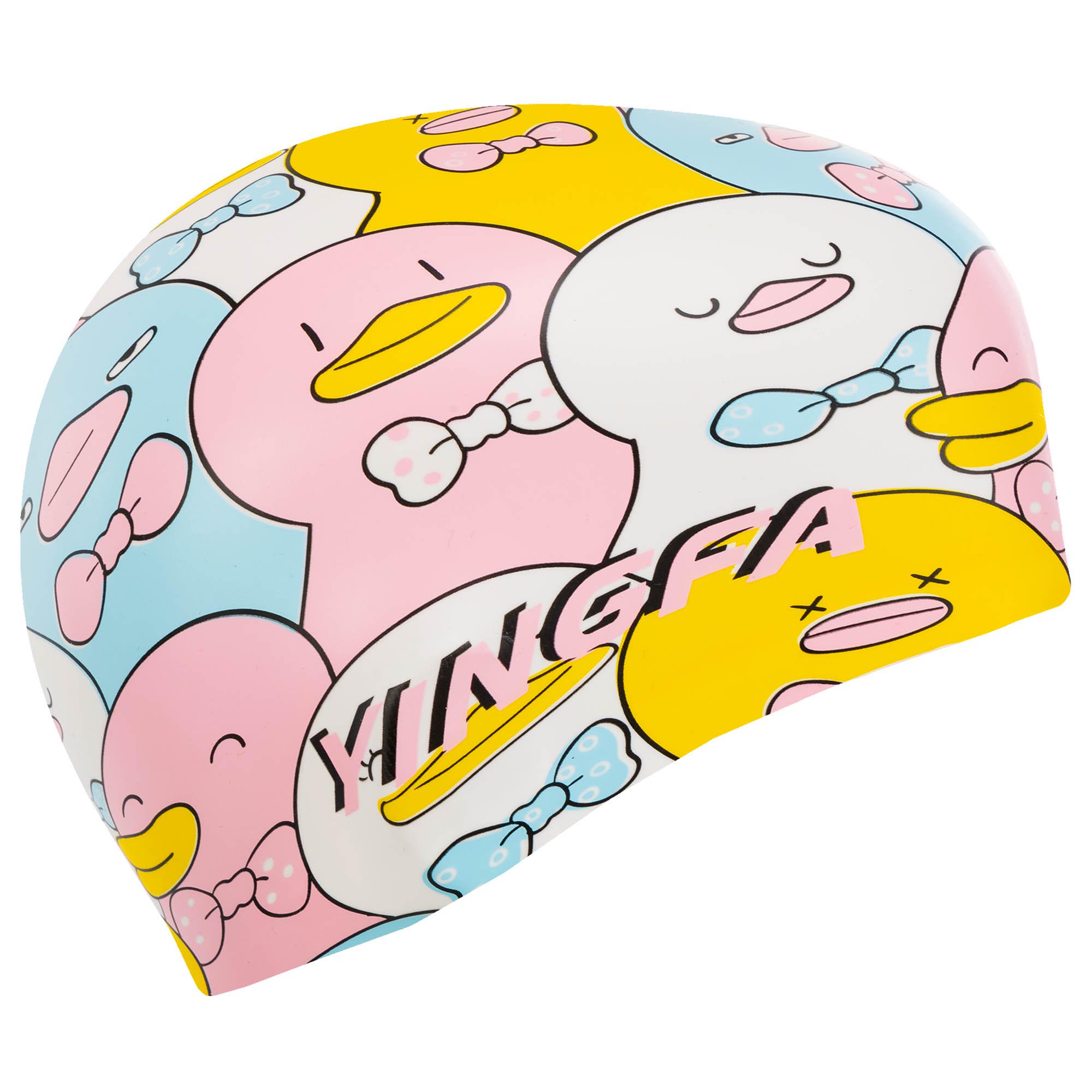 Шапочка для плавання дитяча YINGFA K0012 силіконова Рожево-жовтий (K0012_Розовый-желтый) - фото 3