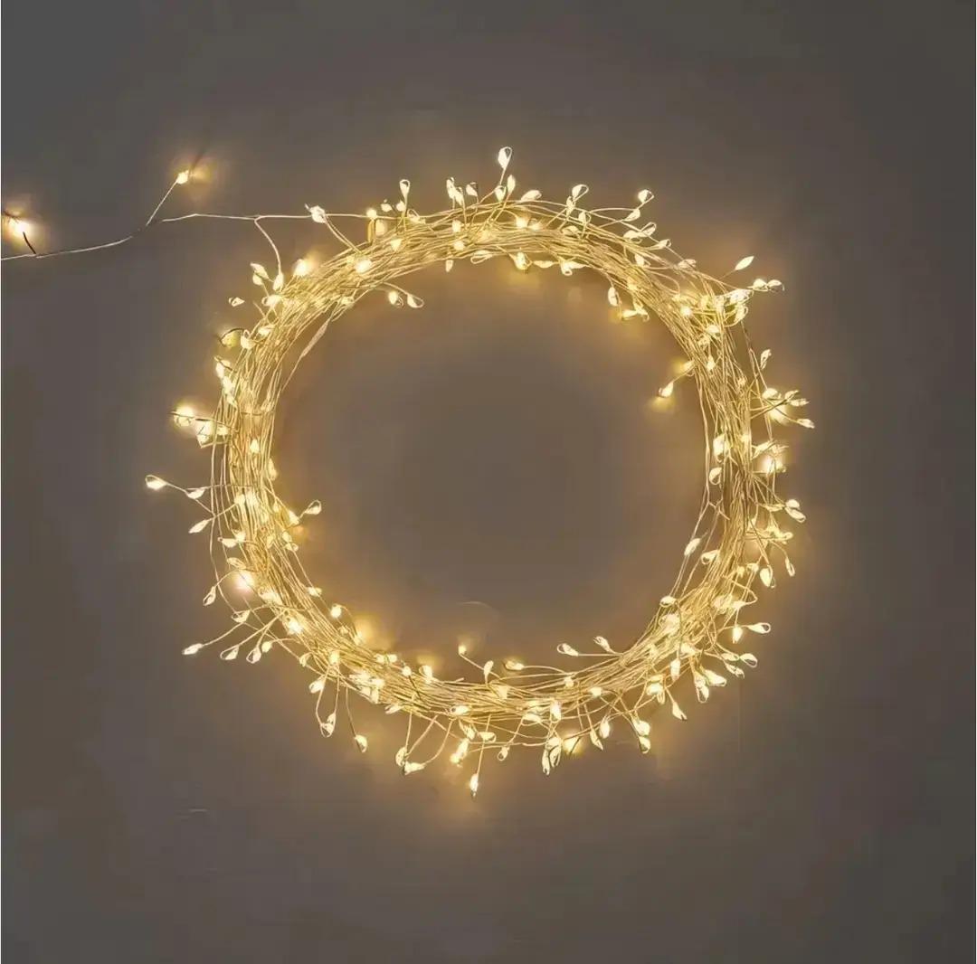 Гірлянда мішура Solar від USB 900 діодів 8 режимів теплий білий з пультом 30 м Білий (541152U)