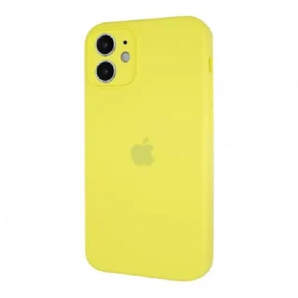 Силиконовый Чехол Накладка с Квадратными Бортиками Silicone Case для iPhone 11 Lemon