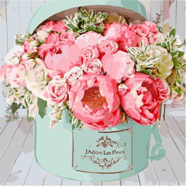 Набор для росписи по номерам Идейка Букеты Коробочка счастья 40х40 см (КНО2086-mt)