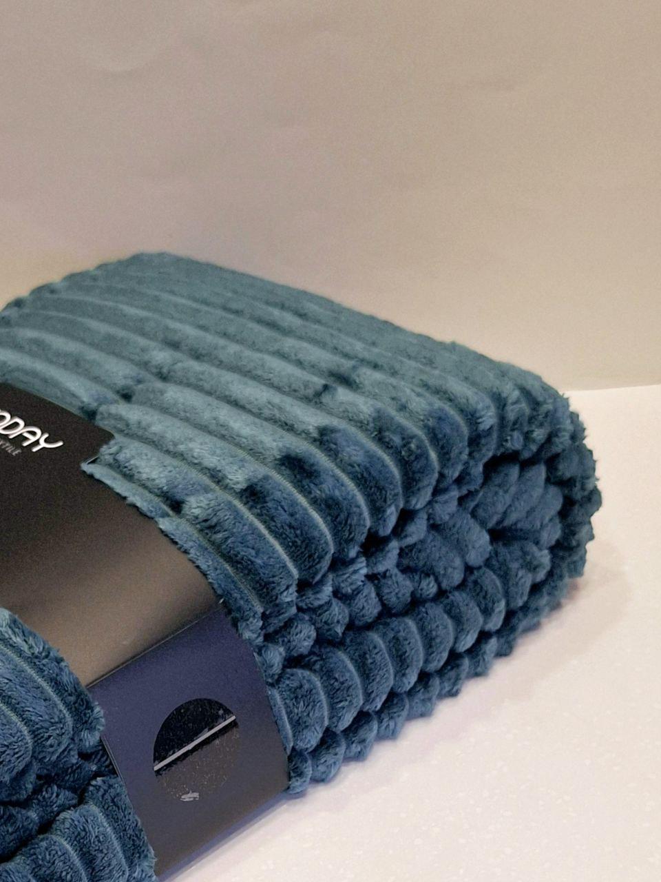 Плед флисовый с вельветовой текстурой Today Home Textile 150х200 см Изумрудный (1071) - фото 2