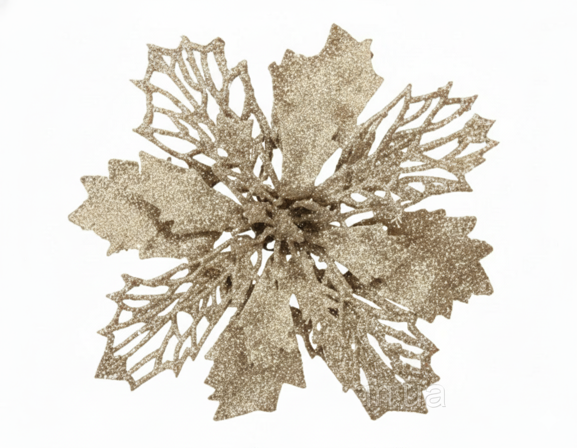 Искусственный рождественский цветок 11 см Золотой (2785842000)