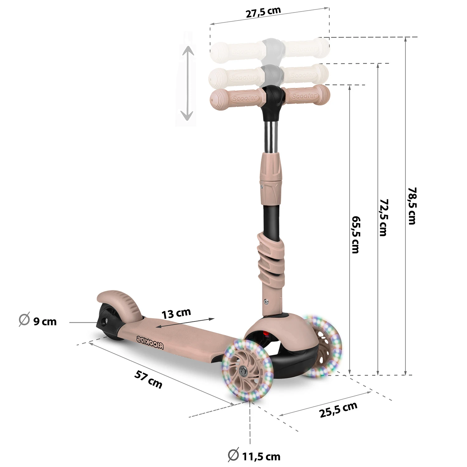 Самокат детский трехколесный Ricokids Todi Бежевый (446679) - фото 8 Самокат детский трехколесный Ricokids Todi Бежевый (446679) - фото 8