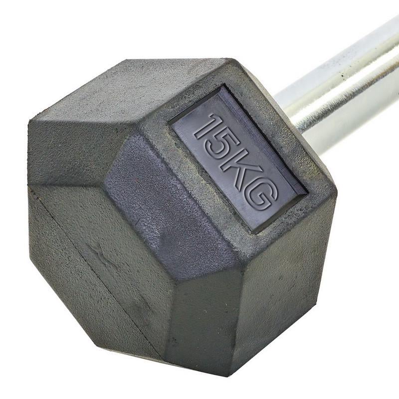 Штанга фіксована пряма Record Rubber Hexagon Barbell TA-6230-15 прогумована довжина 95 см 15 кг (1763815680) - фото 2