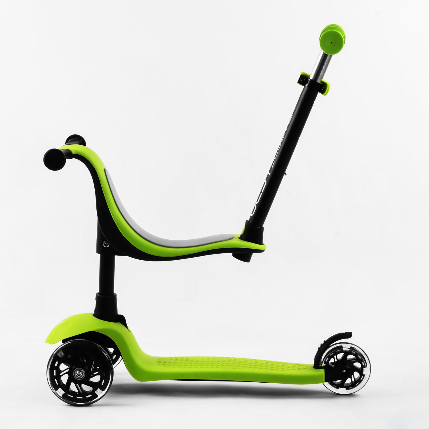 Самокат-Біговел Best Scooter 3в1 колеса PU зі світлом Green (106696) - фото 2