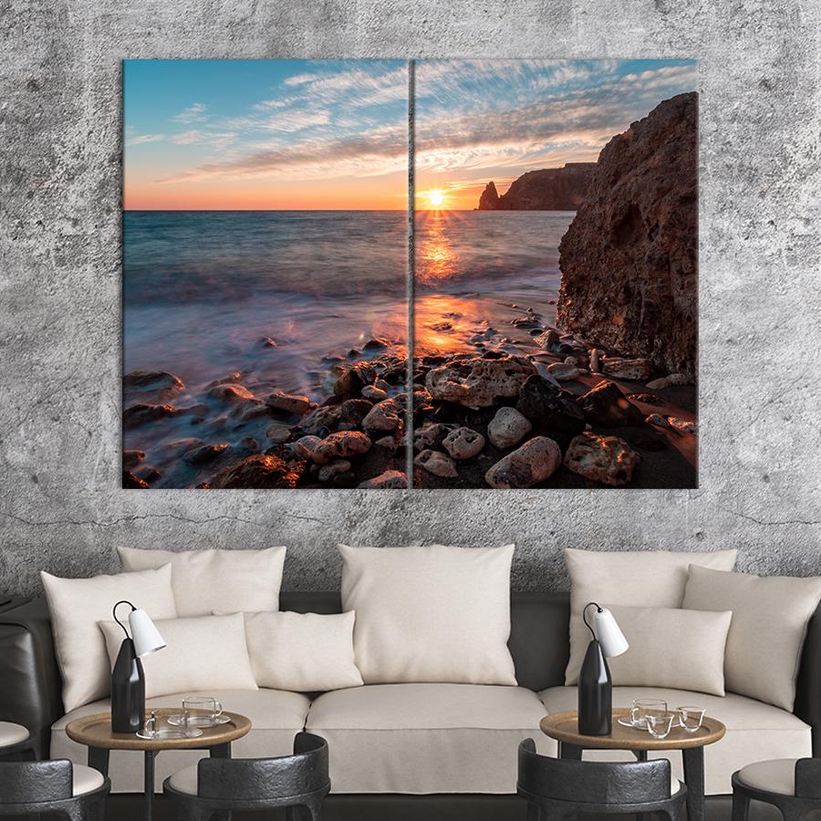 Картина Рассвет на каменном морском берегу 71x51 см (1845-2)