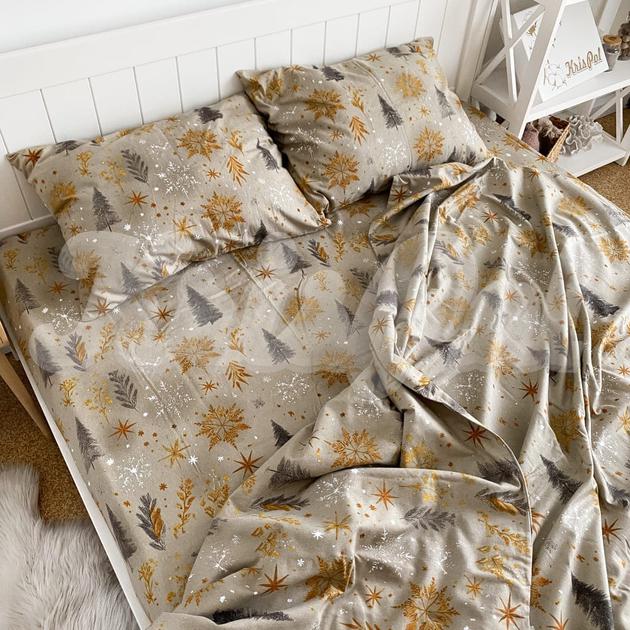 Комплект постельного белья двуспальный Пакистанская байка 180×220 см Бежевый (4698 2х) - фото 2 Комплект постельного белья двуспальный Пакистанская байка 180×220 см Бежевый (4698 2х) - фото 2