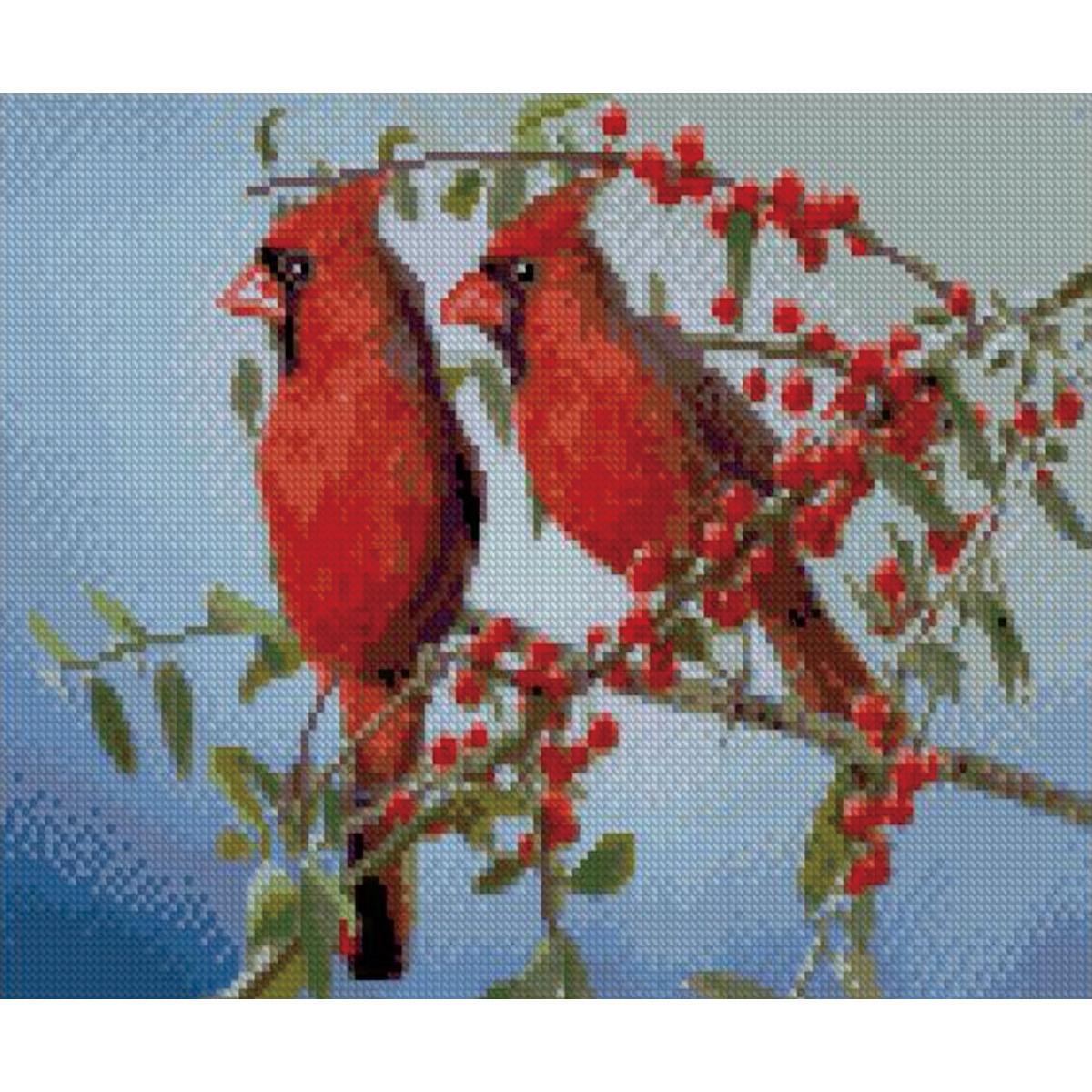 Алмазная мозаика Strateg Свиристели на калине 30х40 см (Str-HX223)