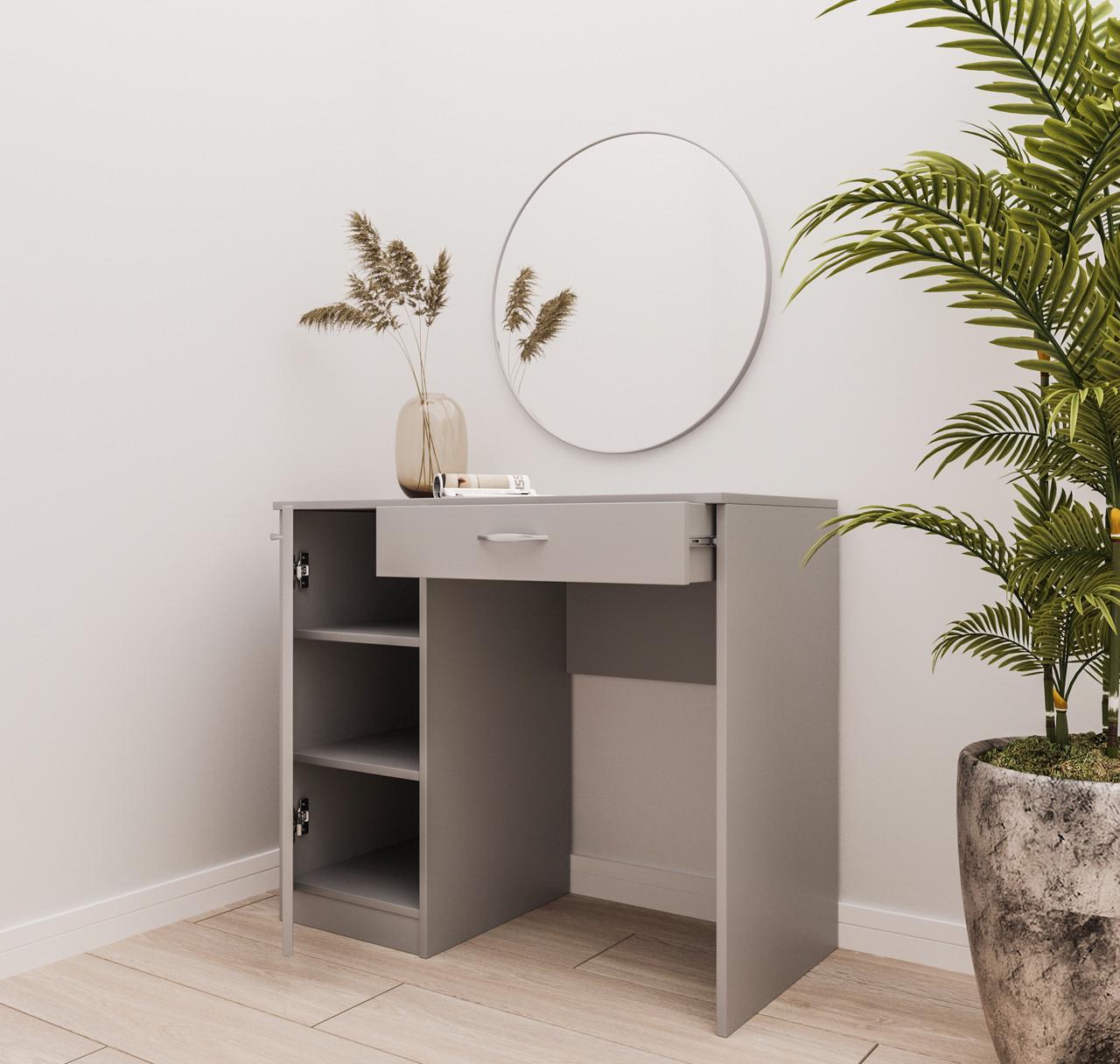 Туалетный столик New and Classic с круглым зеркалом 750х900х450 мм Серый (ТЗ-1 ручки-4) - фото 3 Туалетный столик New and Classic с круглым зеркалом 750х900х450 мм Серый (ТЗ-1 ручки-4) - фото 3