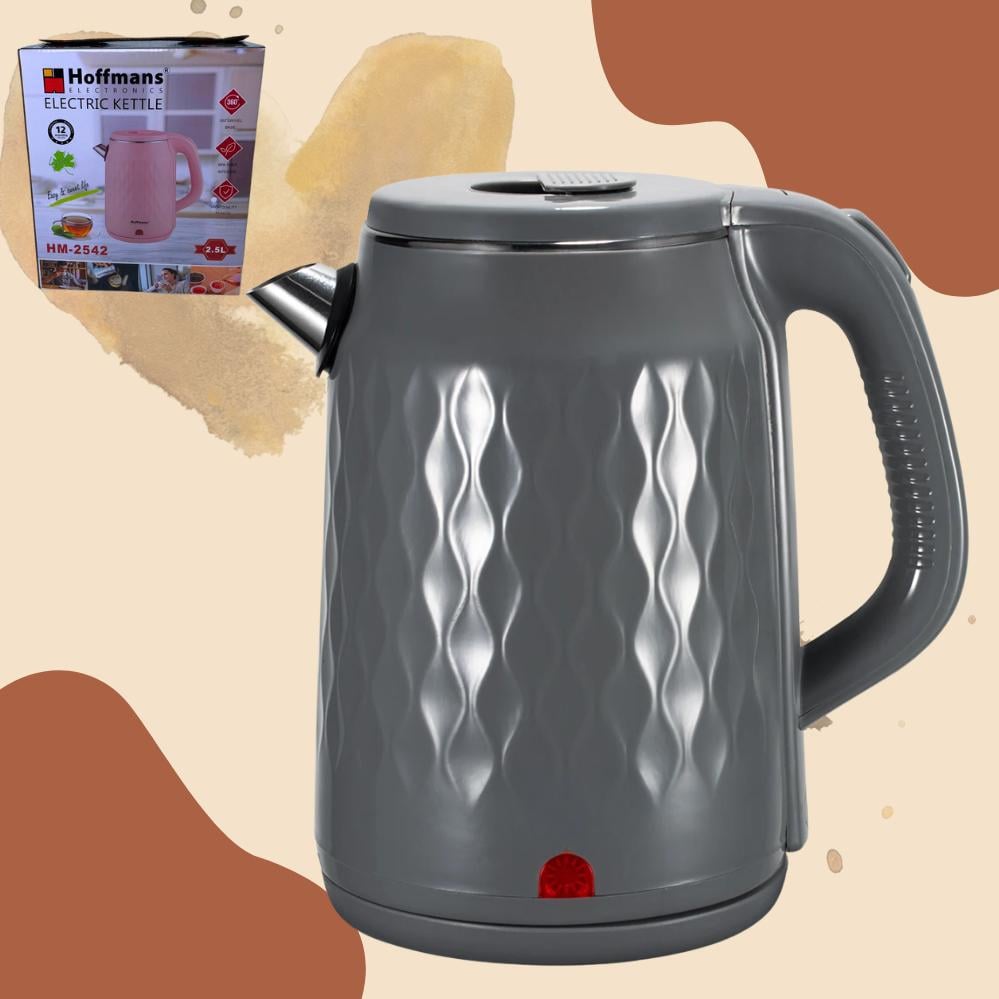 Електрочайник Hoffmans Electronics HM-2542 2000W 2,5 л Сірий (120.1873.2) - фото 2 Електрочайник Hoffmans Electronics HM-2542 2000W 2,5 л Сірий (120.1873.2) - фото 2