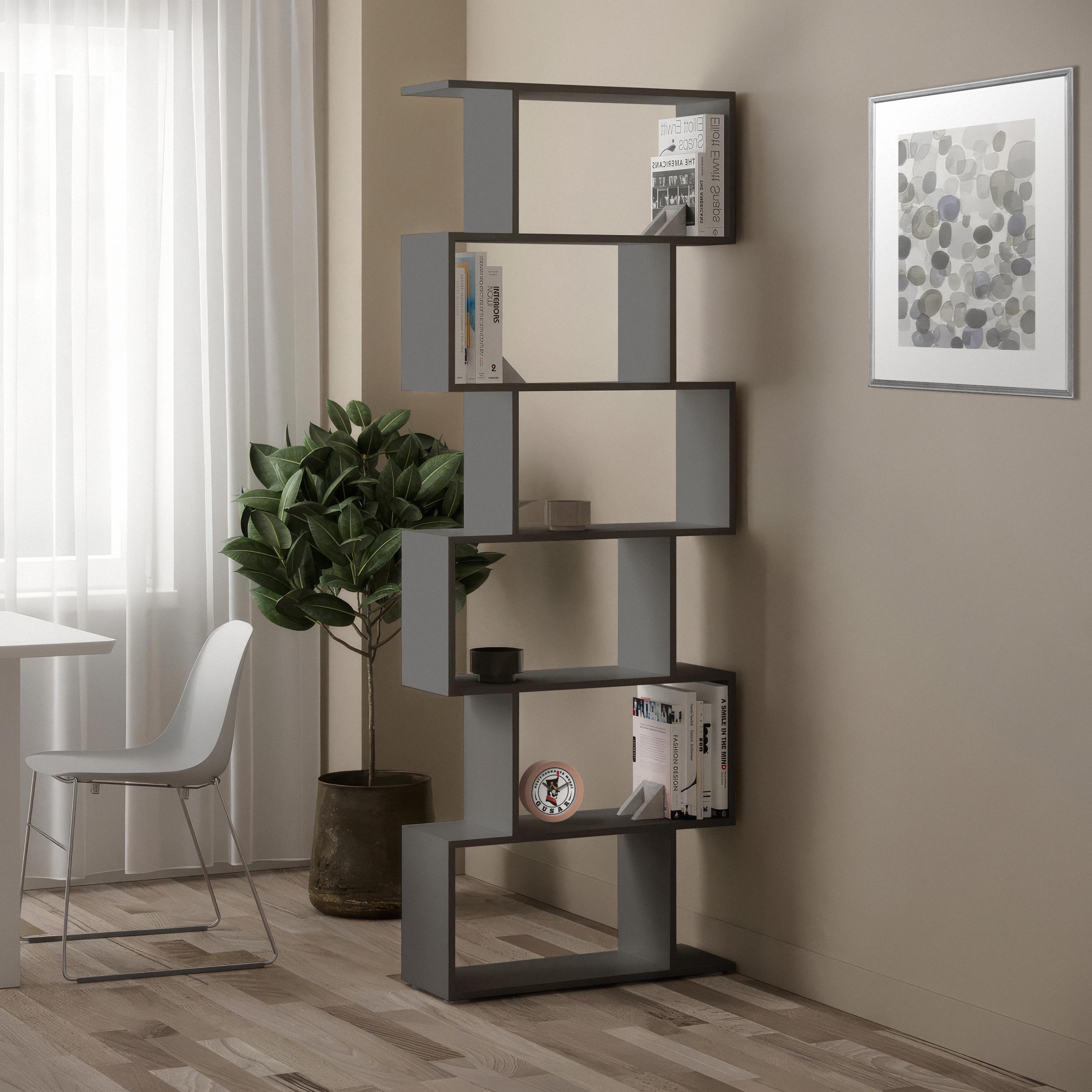 Стеллаж для дома книг и декора на 6 ячеек GT-56 700х238х1922 мм Антрацит