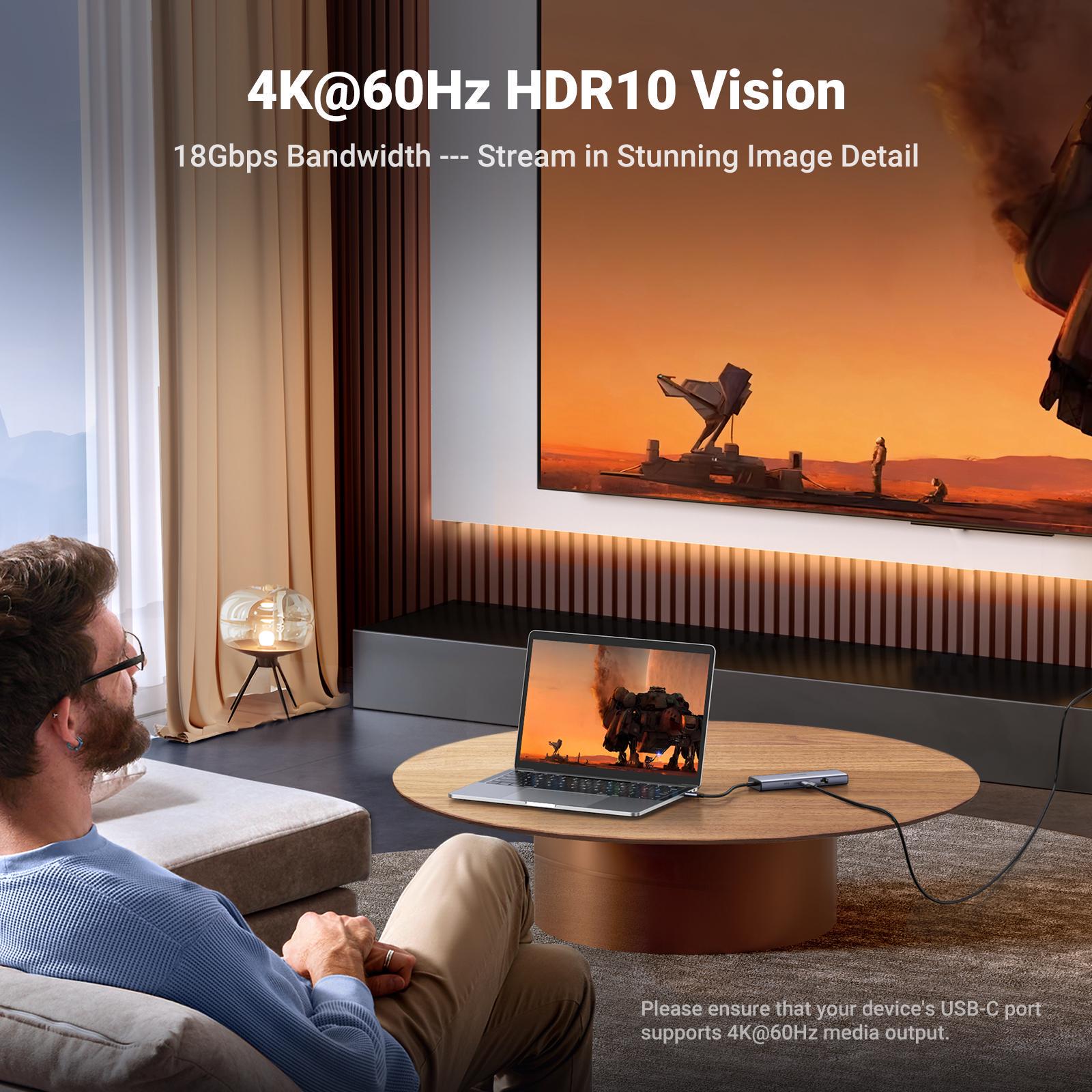 USB-хаб UGREEN Revodok Type-C-2x USB-A 3.0/5 Гбіт/с 2x USB-C 3.0/5 Гбіт/с HDMI 4K 60Hz/RJ45 1 Гбіт/с SD/TF карти/Type-C PD 100W USB-C Сірий (15375) - фото 5 USB-хаб UGREEN Revodok Type-C-2x USB-A 3.0/5 Гбіт/с 2x USB-C 3.0/5 Гбіт/с HDMI 4K 60Hz/RJ45 1 Гбіт/с SD/TF карти/Type-C PD 100W USB-C Сірий (15375) - фото 5